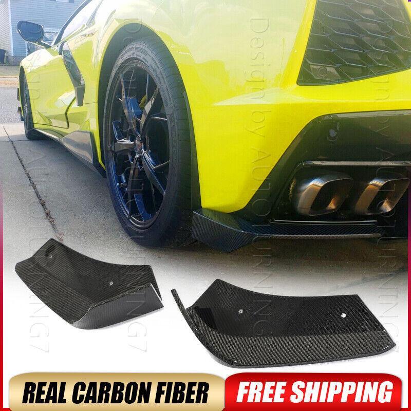 REAL Carbon Rear Bumper Splitter Fins For Chevrolet Corvette C8 Z51 Stingray 20+