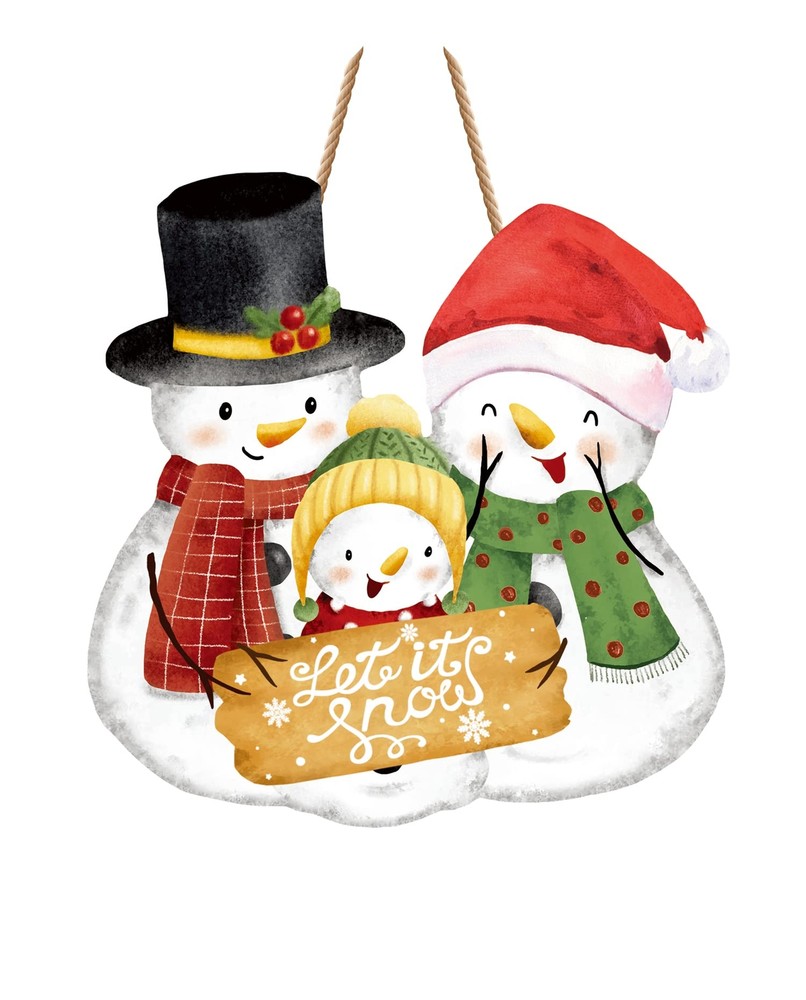 TOARTI Christmas Wood Sign Christmas Snowman Door Sign Let It Snow Wall Decor...