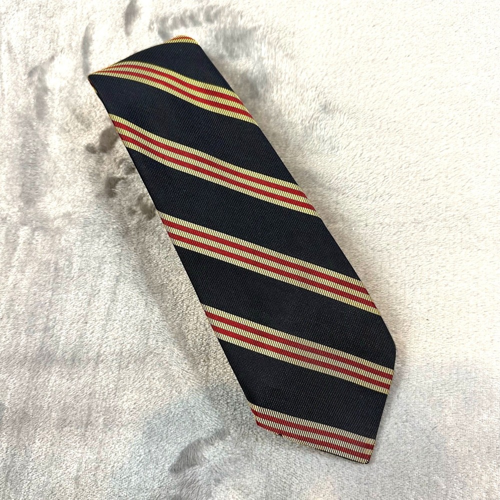 Vintage Anderson Little Preppy Tie Black Gold Red Diagonal Stripe Collegiate Style