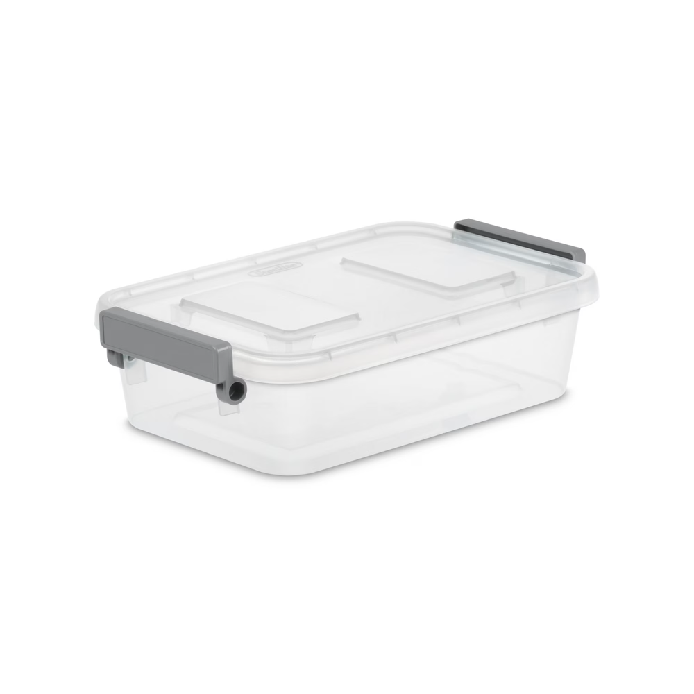 Sterilite 2.7 Qt. Modular Latch Box Plastic with Clear Base and Lid, Titanium