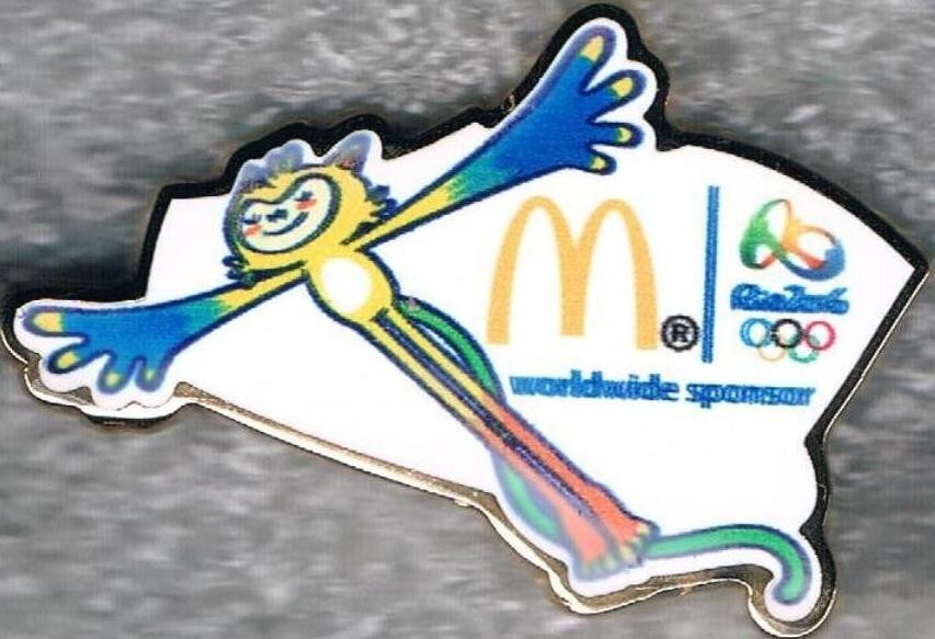 Very Rare 2016 Rio McDonald's Logo Olympic Mascot Flying Games Mark Sponsor Pin