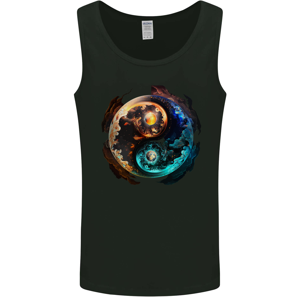 Yin Yang Planets Space Universe Astronomy Mens Vest Tank Top