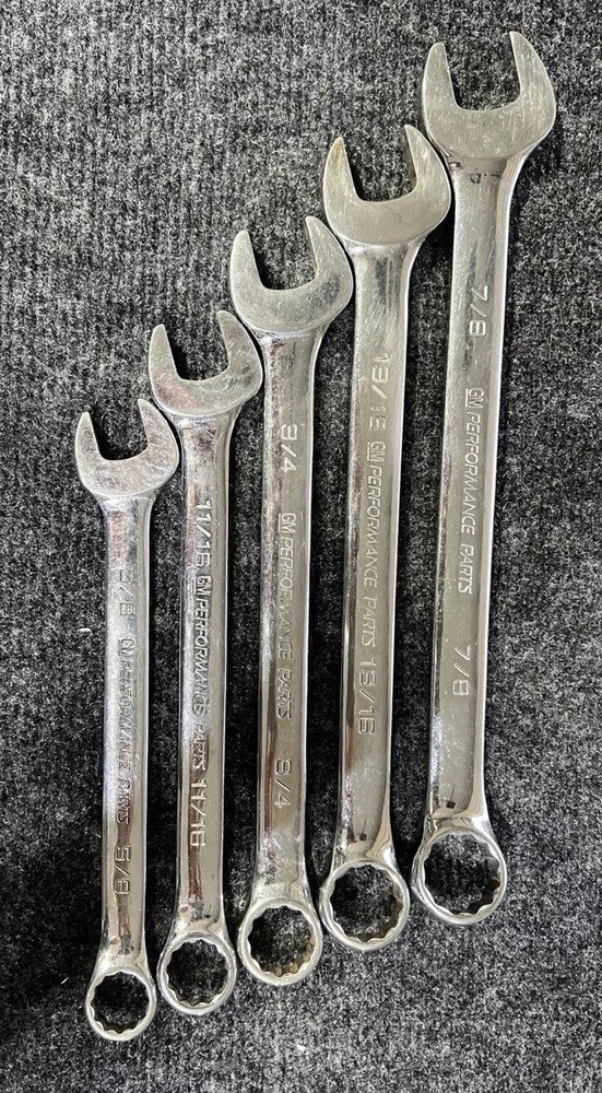 GM Performance Parts Combination Wrench Set.    7/8 - 13/16 - 3/4 - 11/16 - 5/8