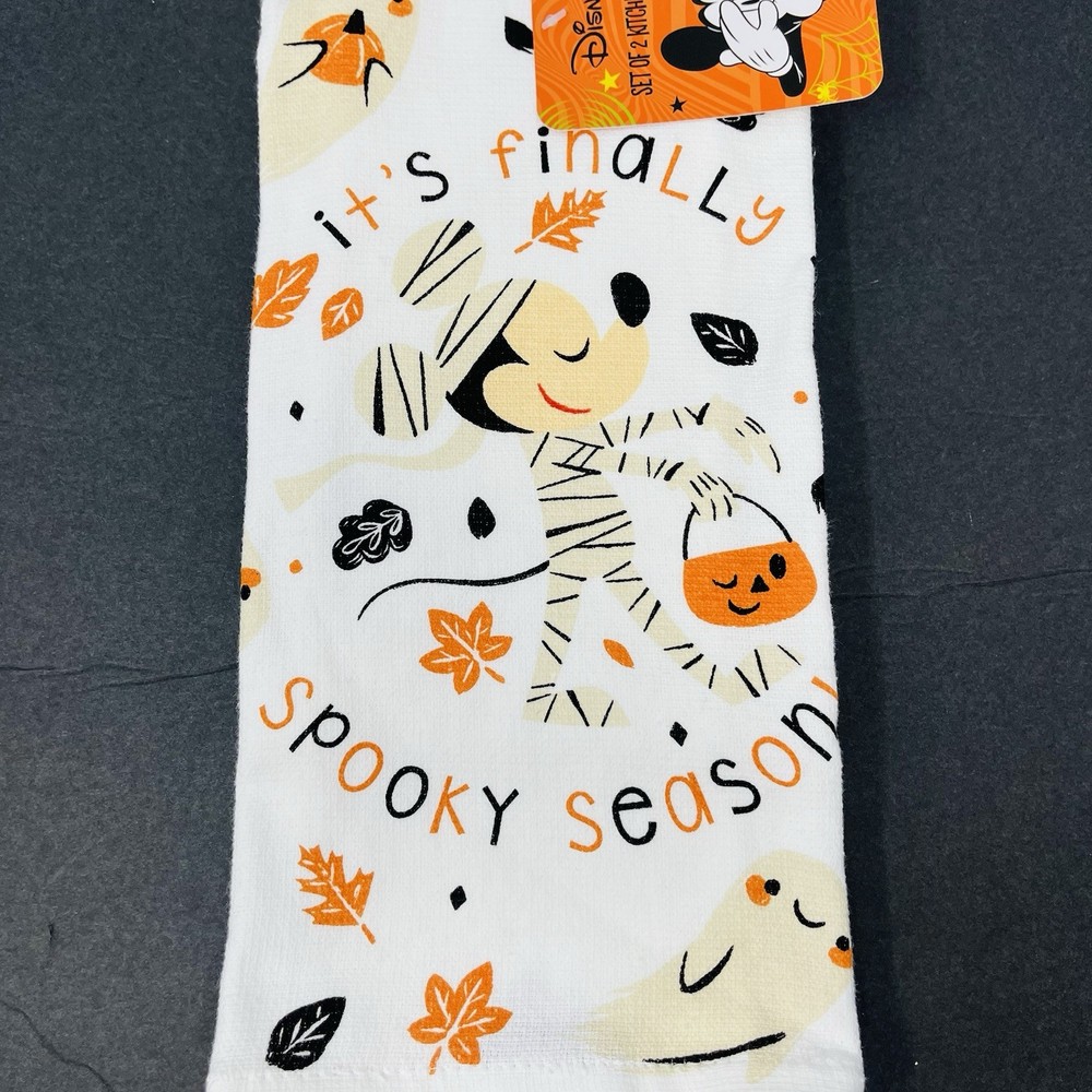 Disney Mickey Mouse Halloween 2 Pack Hand Bath Kitchen Towels Spooky Season NEW