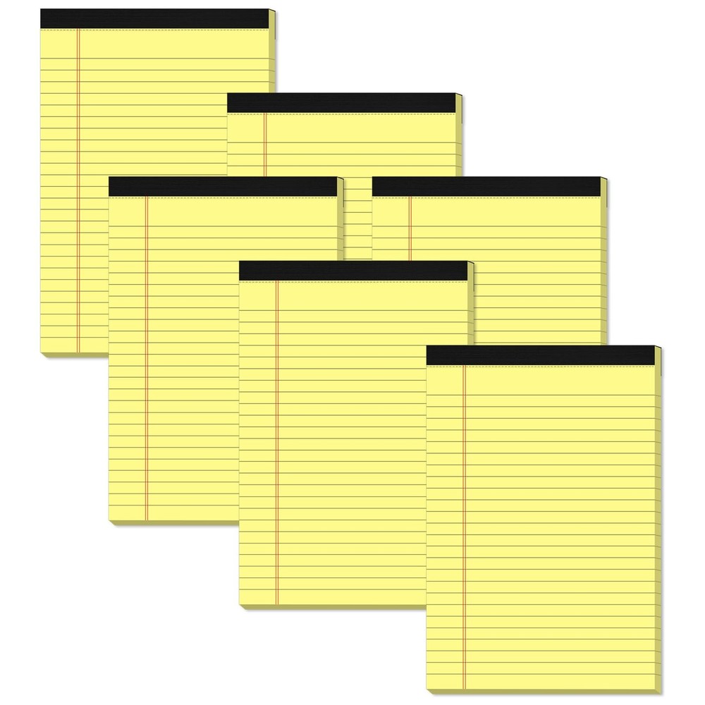 5x8 Yellow College Ruled Legal Notepads 6-Pack for Office Use