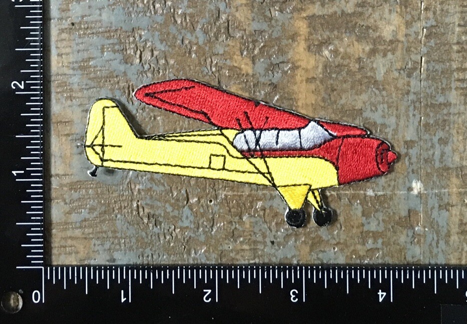 Vintage Airplane Aircraft Aviation Plane Embroidered Iron-On Patch Yellow/Red