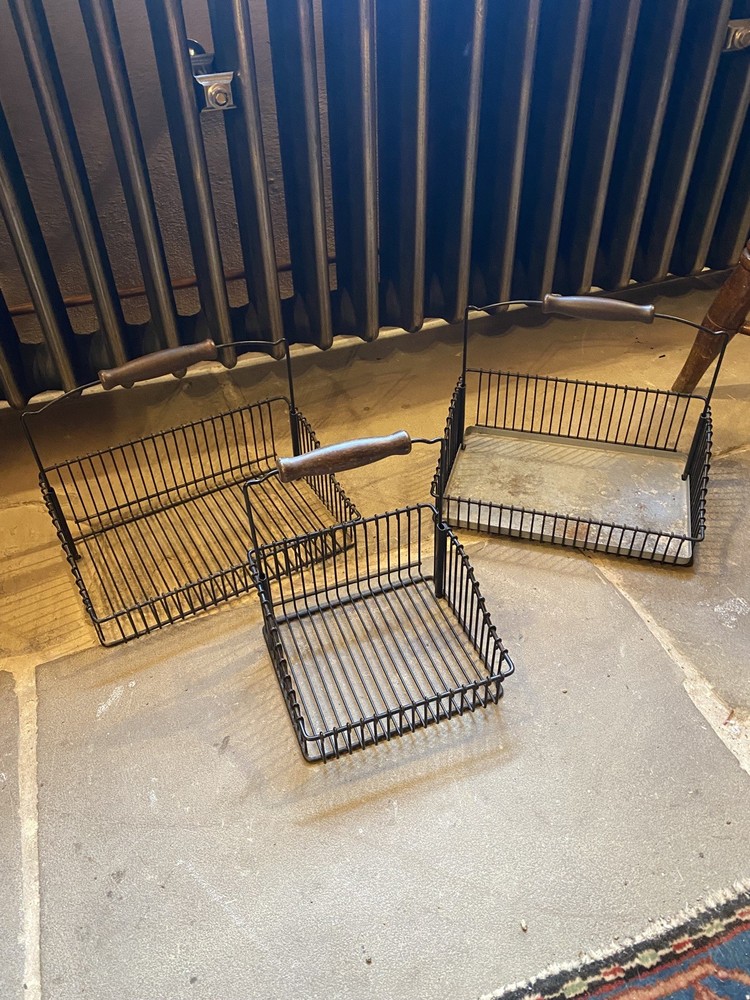 IKEA Steel Wire Baskets + Wood Handle, Kitchen Organiser X 3