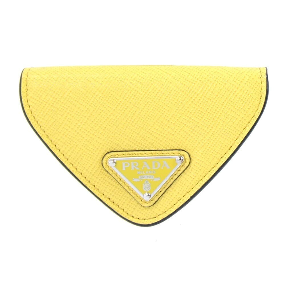 PRADA Coin Wallet Genuine Leather Yellow Includes Original Box Authentic