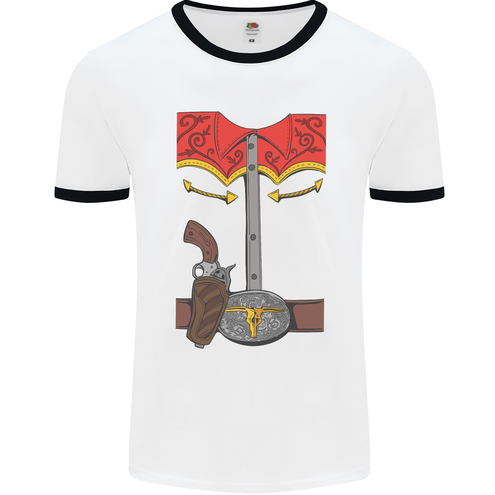 Cowboy Costume Outfit for Men Stag Do Ringer T-Shirt