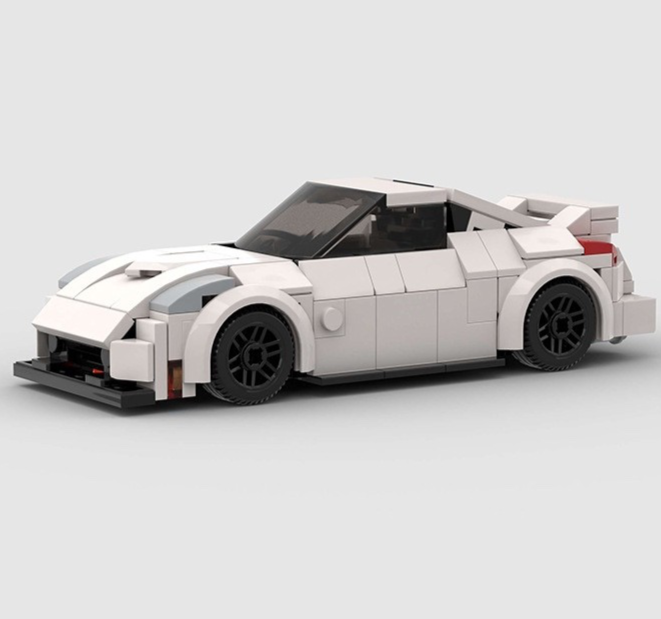 Custom MOC Lego Nissan 350z White Sports Car 206 Piece Building Brick Car
