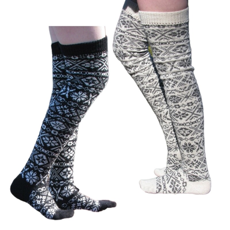 Christmas Snowflake Knitted Warm Over Knee Long Stockings Leg Warmer for Women