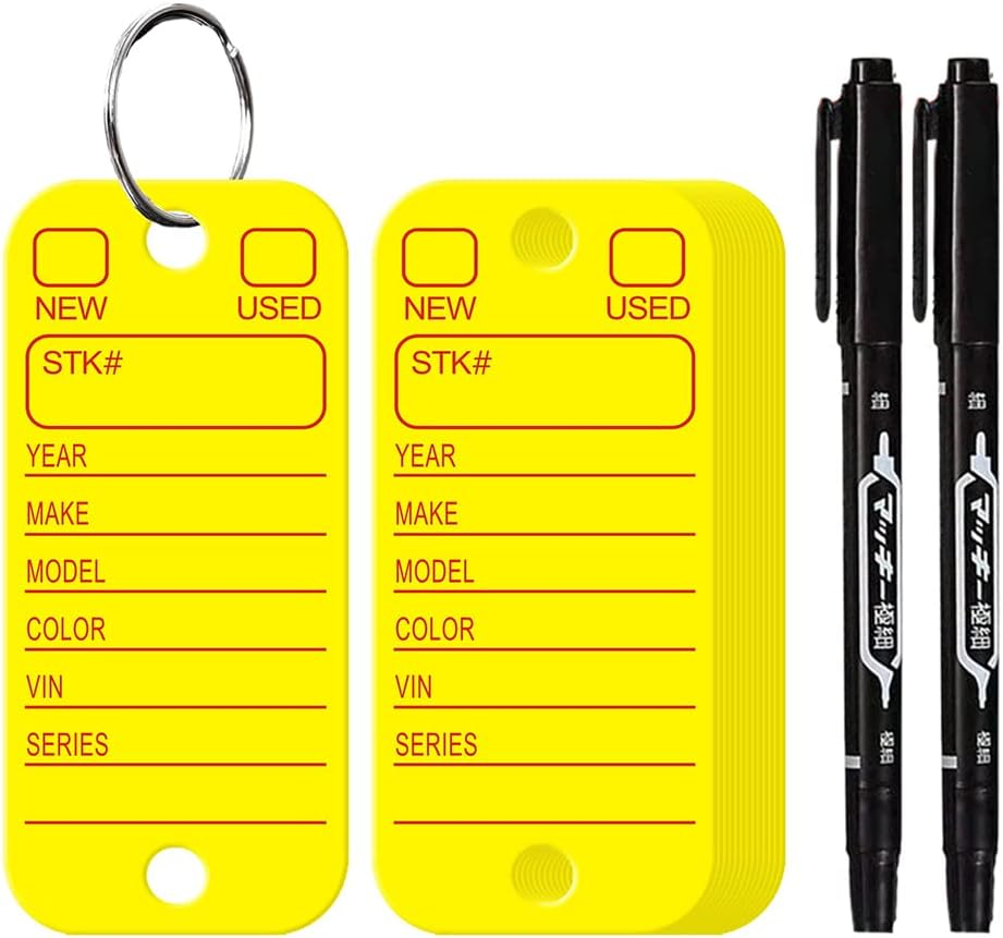 200 Pcs PVC Tags with Labels and Rings, Car Key Tags for Organization, Identifie