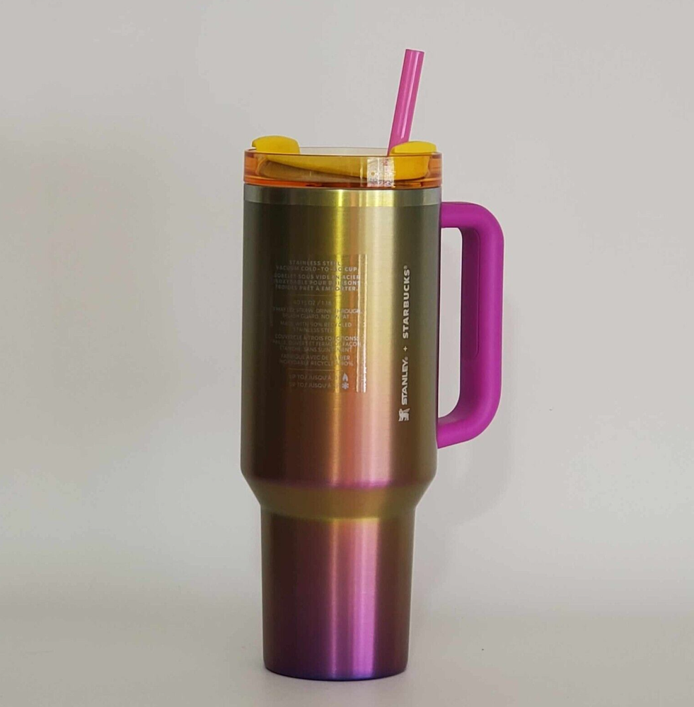 STARBUCKS Stanley Cup 40oz Summer Gradient Tumbler Quencher Colorful Hombre New