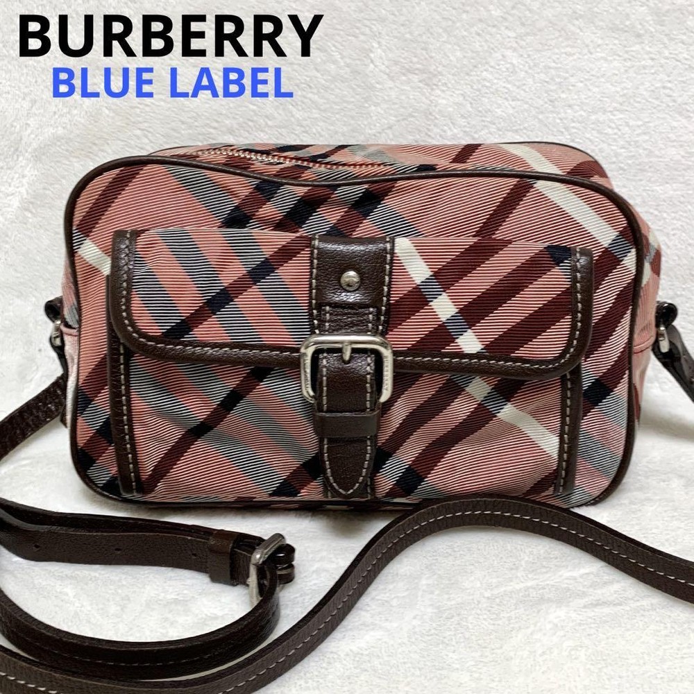 Burberry Blue Label Nova check Shoulder Bag Crossbody Red Check Women Authentic