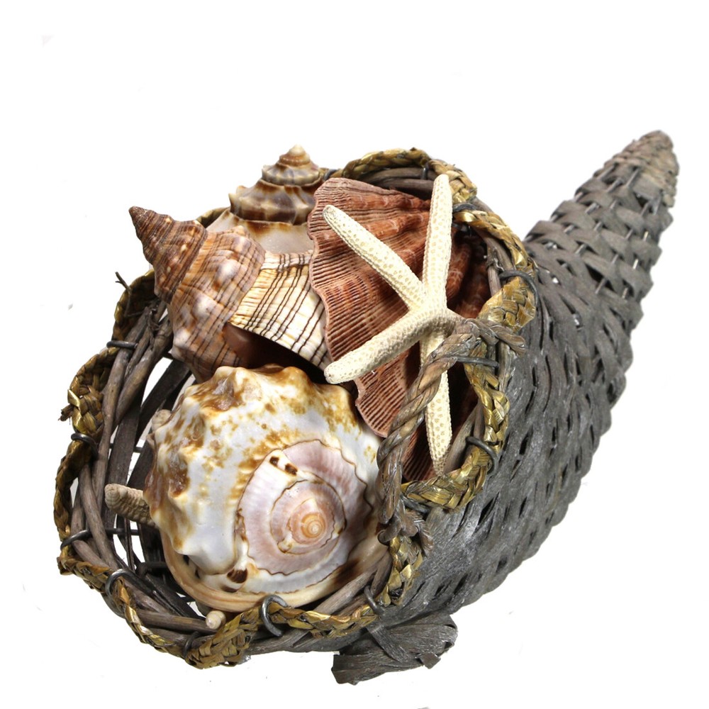 Seashell Cornucopia Basket Centerpiece Horn of Plenty Thanksgiving Table Decor