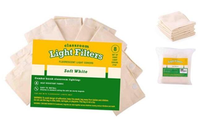 Fluorescent Light Diffuser Covers (Set of 8) Filters Light for Classrooms and