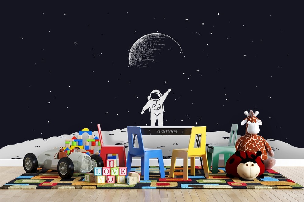3D Space Moon Astronaut Illustration Wall Murals Wallpaper Murals Wall Sticker 2