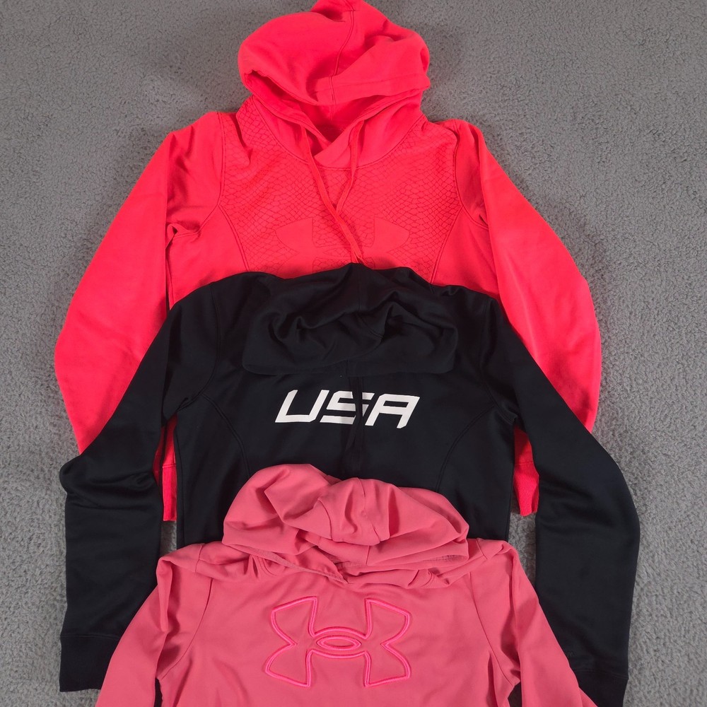 LOT OF 3 Under Armour Hoodie Women Medium Sweatshirt ColdGear Storm Loose Fleece
