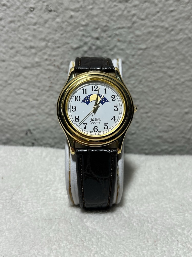 Rare Vintage John Weitz Moonphase Day and Night Needs New Battery For Parts