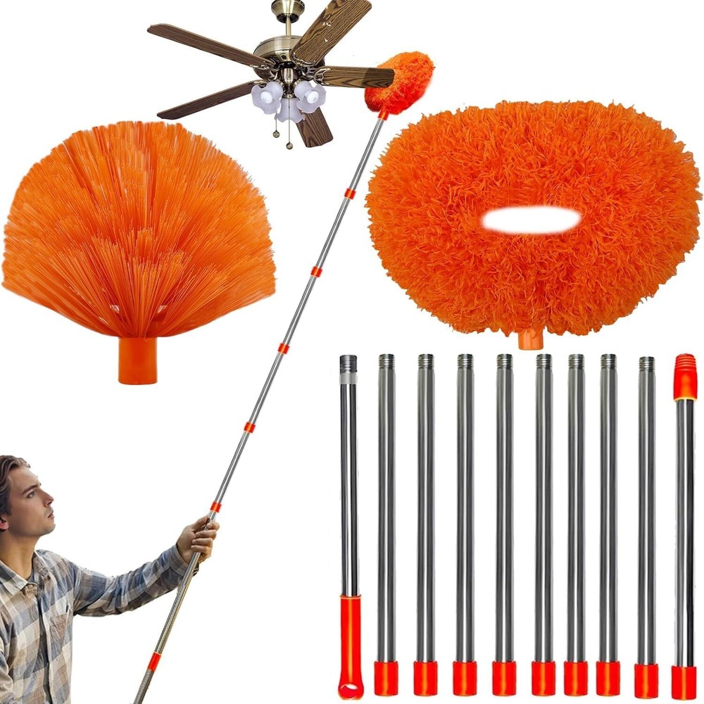 20+ Foot Extendable High Reach Dusting Kit for Ceiling Fans and Cobwebs with 3-14 Ft Adjustable Pole