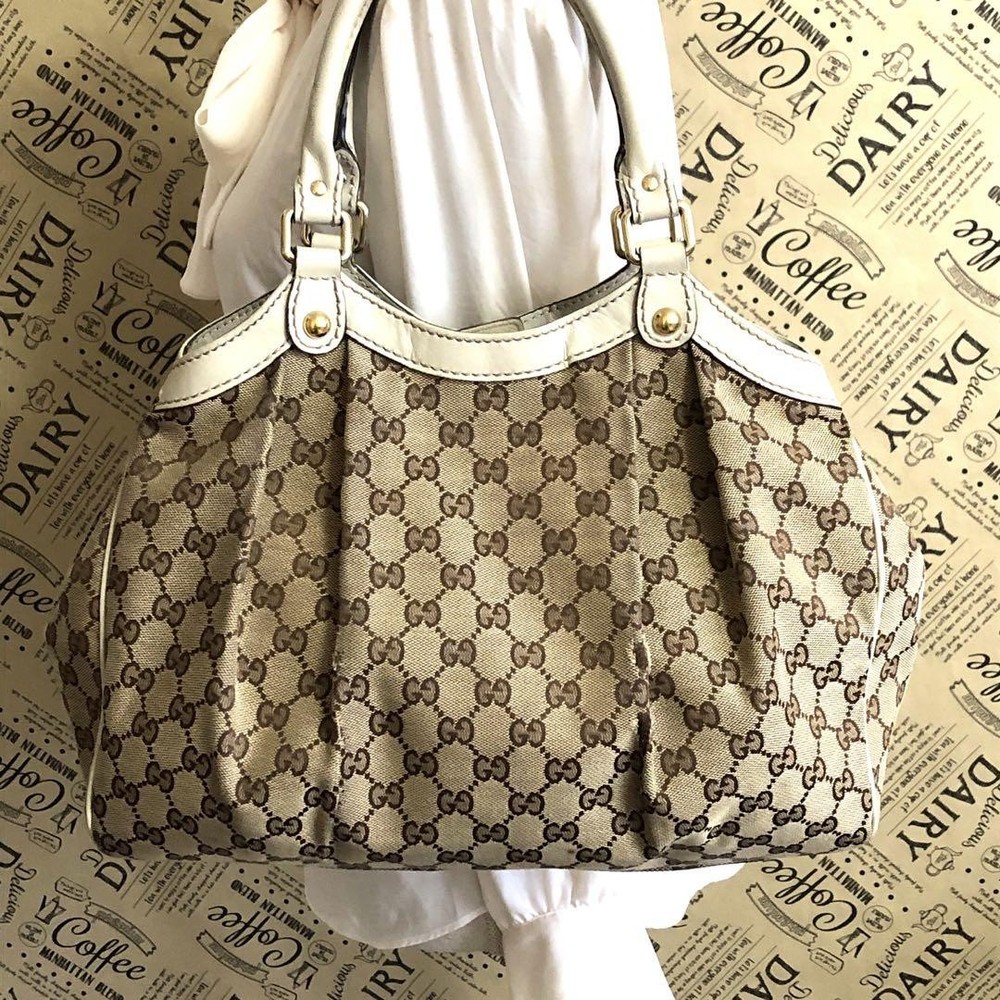 Gucci Hand Tote Bag Shima Gg Canvas Sookie Fq301