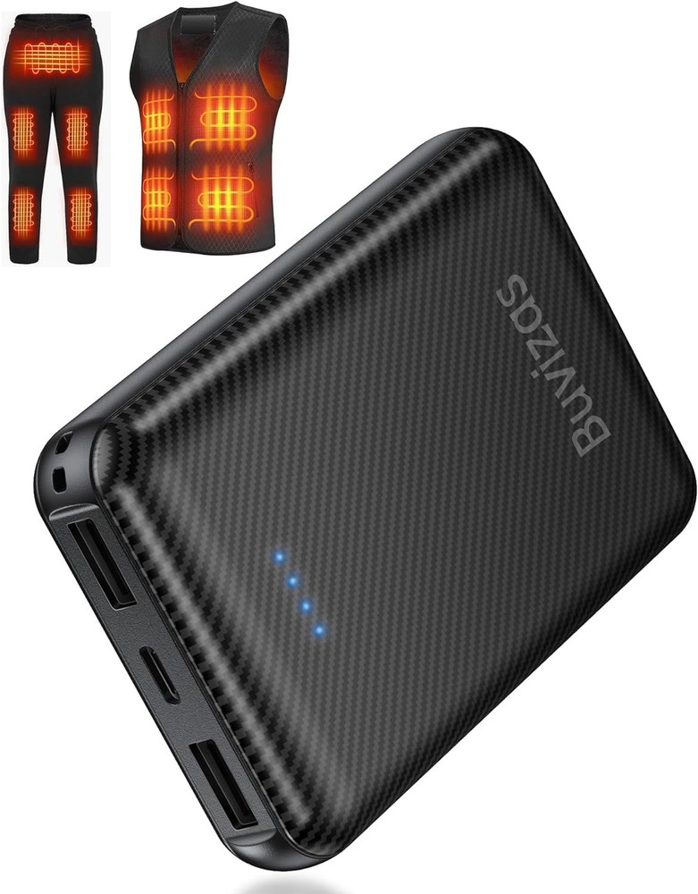 Buvizas 5V 2A Heated Vest Battery Pack 12000mAh Compact Rechargeable Portable Power Source for Cozy Warmth