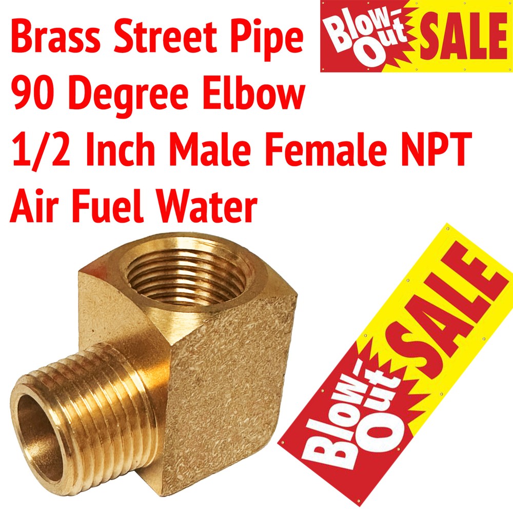 1/2 Inch Solid Brass 90 Degree Street Elbow NPT Male Female for Air Fuel Water