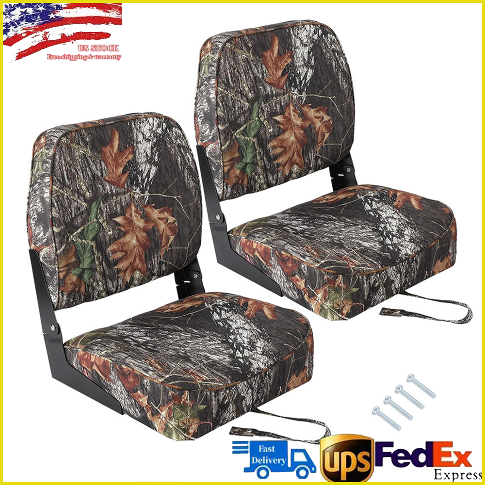 2-Pack Low Back Folding Boat Seats with Comfortable Sponge Padding for Fishing