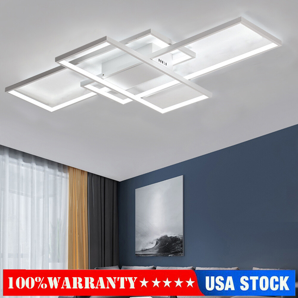 Modern Square Acrylic Chandelier 80W LED Ceiling Light Flush Mount Light Fixture