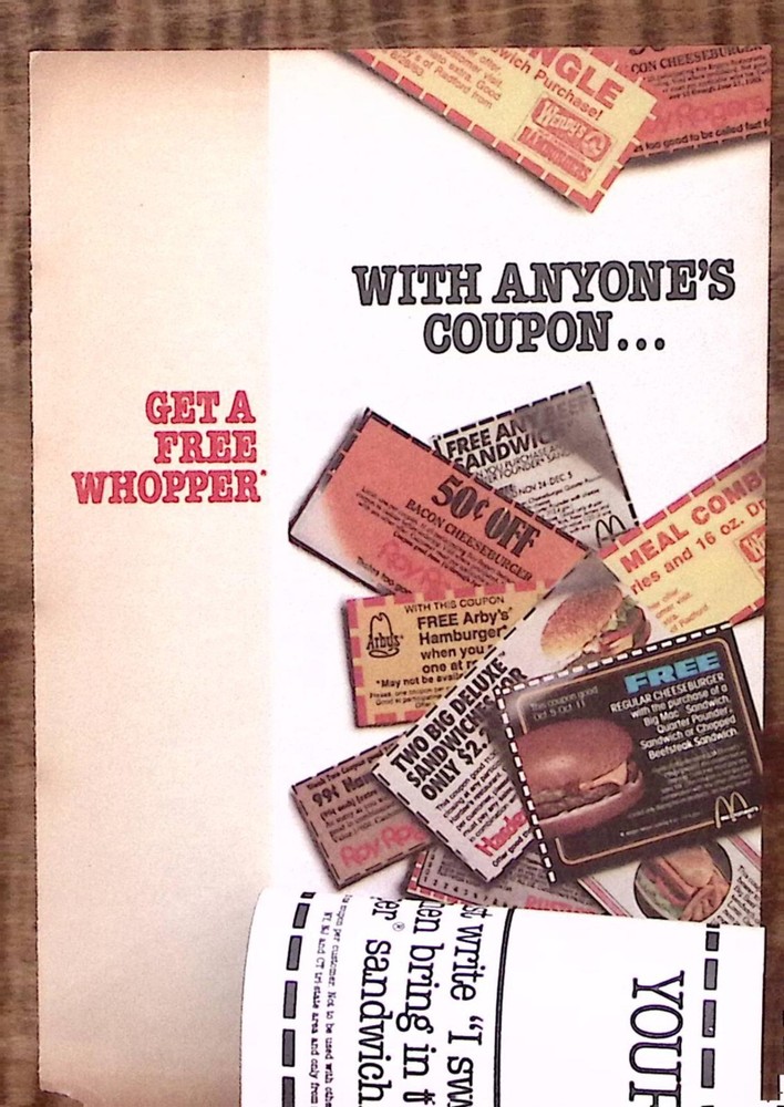 1983 Burger King Free Whopper Promo Fold-Out Coupon Ad Z4751-image