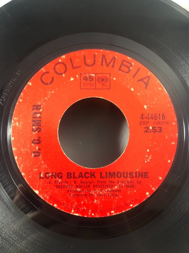 O.C. SMITH 45RPM LONG BLACK LIMOUSINE/LITTLE GREEN APPLES COLUMBIA RECORDS VG