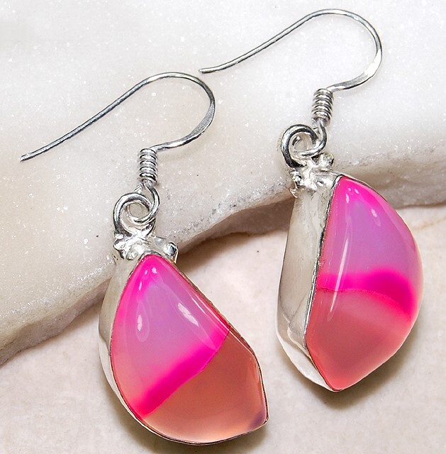 Natural Botswana Agate 925 Solid Genuine Sterling Silver Earrings Jewelry @B19-8