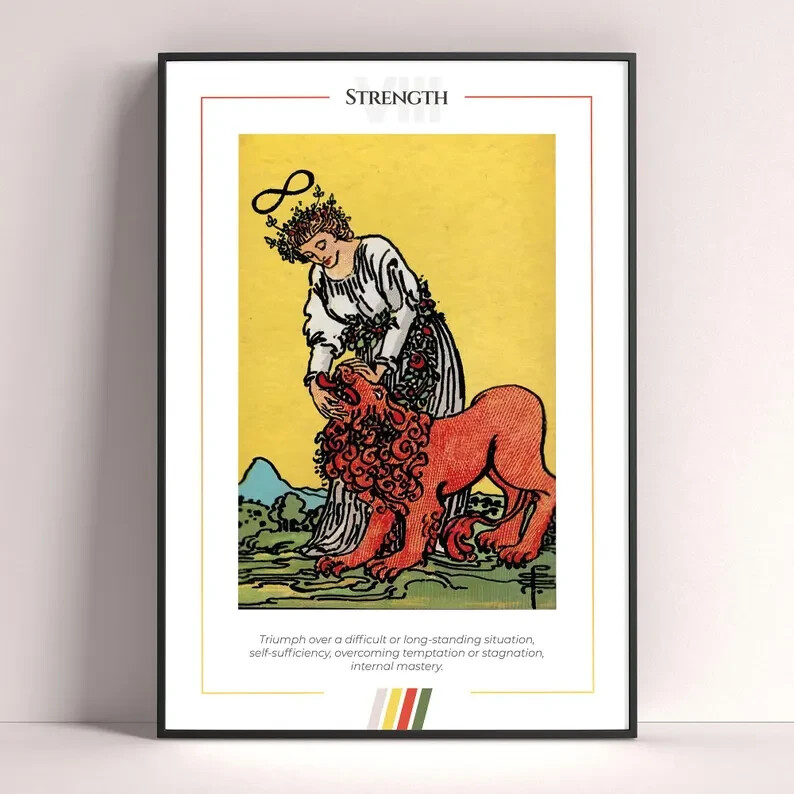 Strength Tarot Card Art Print Poster Digital Download
