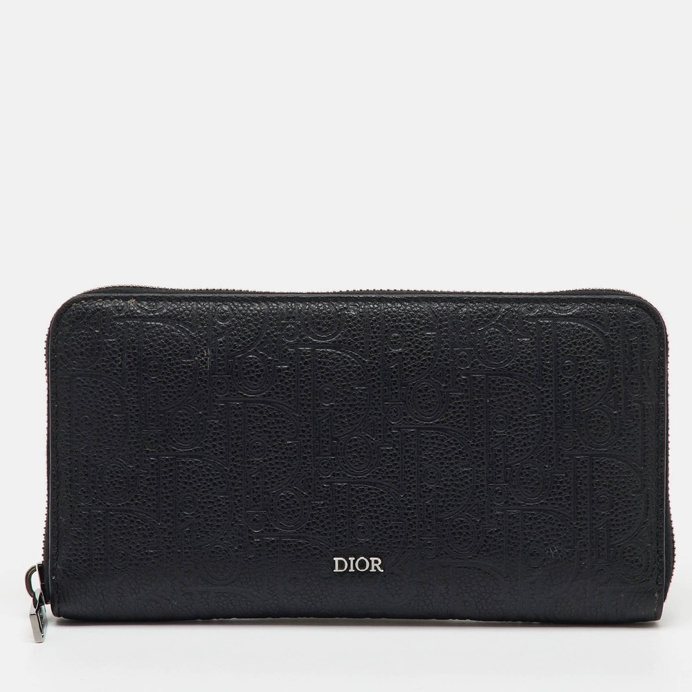 Dior Black Gravity Leather Long Zipped Wallet