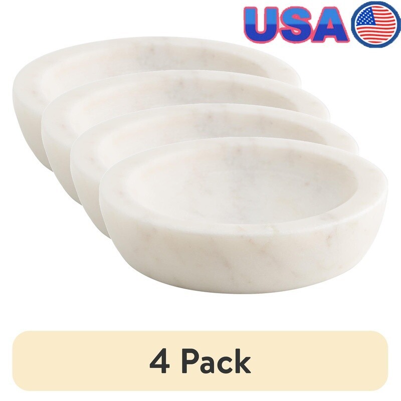 Marble Trinket Dish Set of 4 Elegant Jewelry Storage Decorative Organizer New