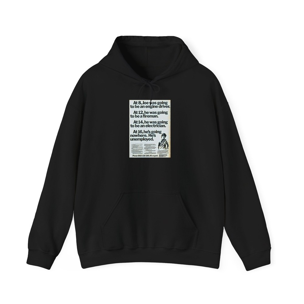 Unemployed Retro Art Graphic Print LS Crew Unisex Heavy Blend™ Hooded Sweatshirt
