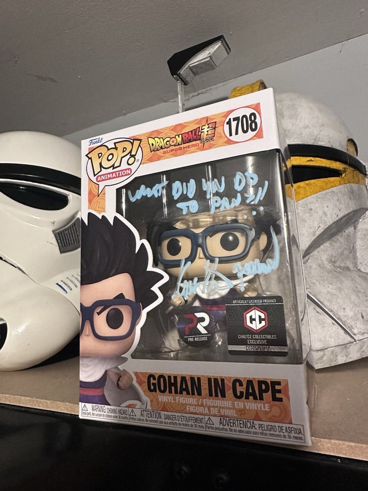 Gohan in Cape Funko Pop PreRelease Exclusive Sticker Signed With Quote Certified