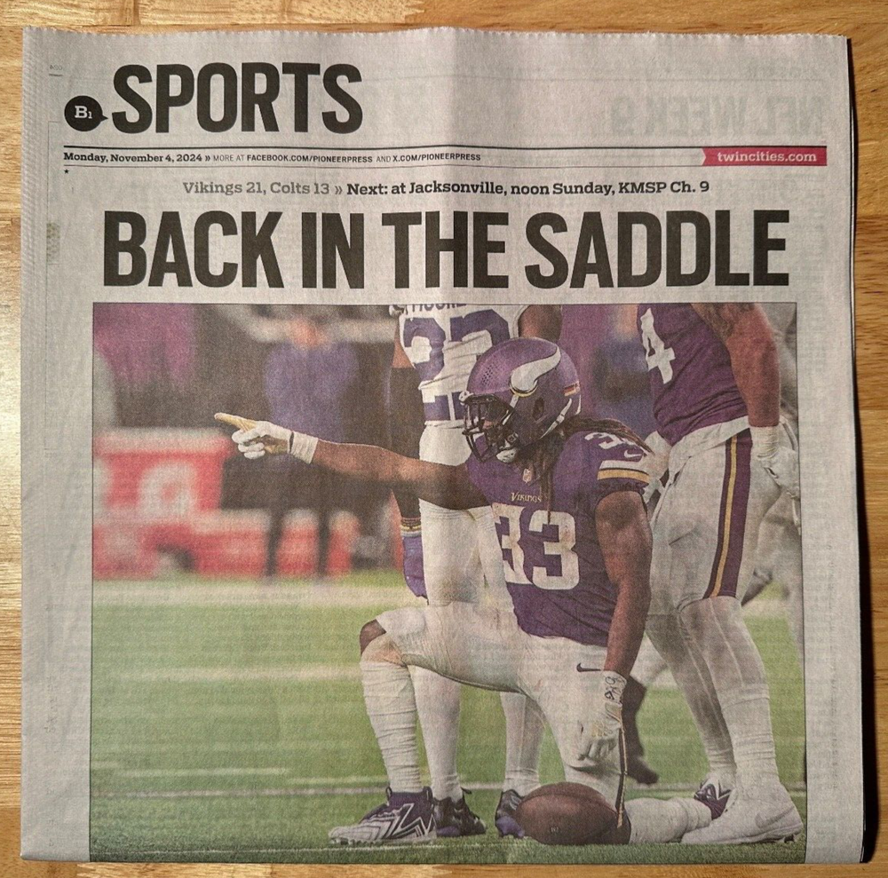 Minnesota Vikings defeat Indianapolis Colts - 11/4/2024 St Paul Sports section