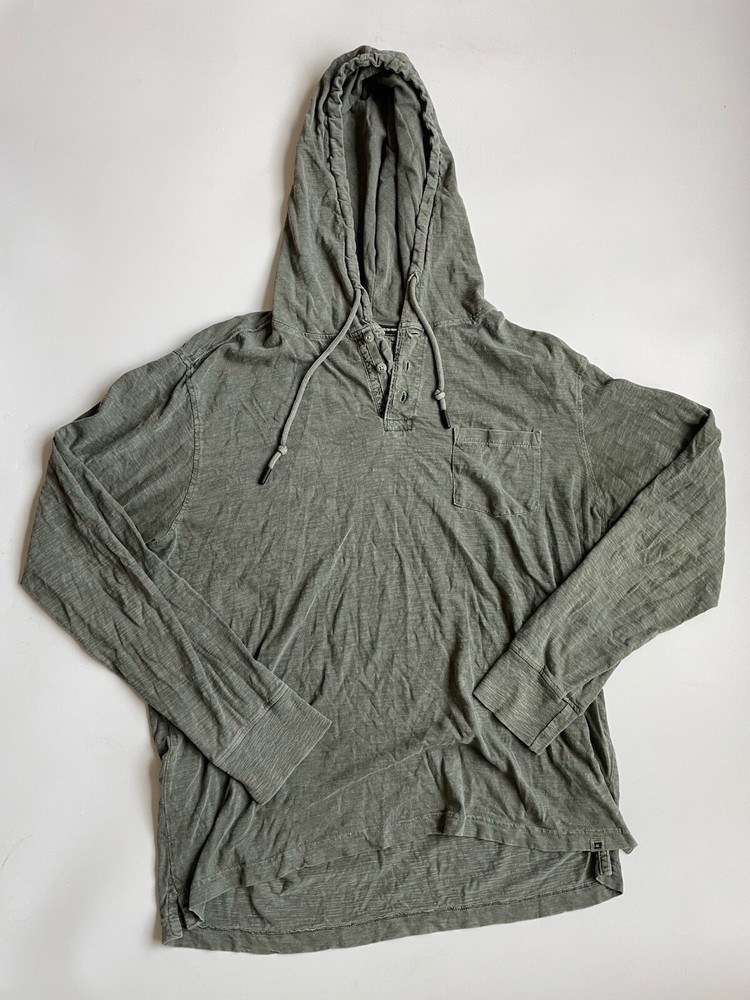 Thread & Cloth 100% Cotton Men's Hooded Shirt Casual Size Large Titanium (Gray)