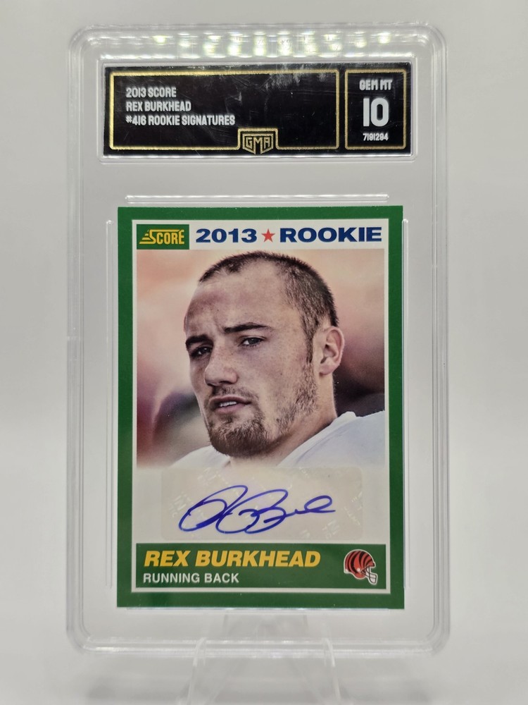 2013 Score Football Rex Burkhead RC Auto #416 GMA 10 Gem Mint