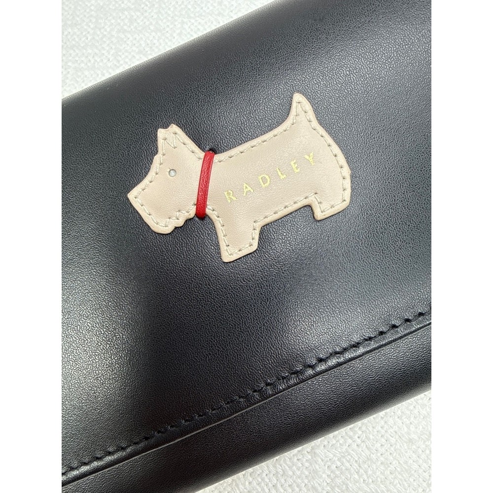 Radley London Heritage Rad Matinee Black Leather Wallet NWT Dog Accent