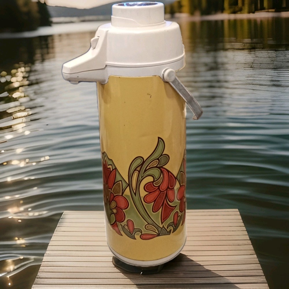 Vintage 70s Rare Peacock Vacuum Bottle Co.  Coffee/drink Dispenser Kujaku Airpot