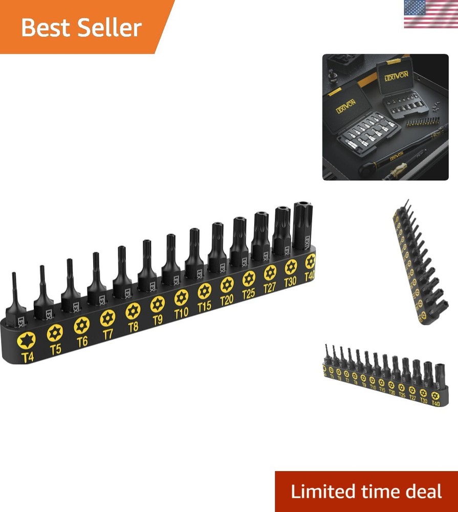 13-Piece Tamper Resistant Star Bits Set in Premium S2 Steel, Sizes T4 to T40 | Impact Ready