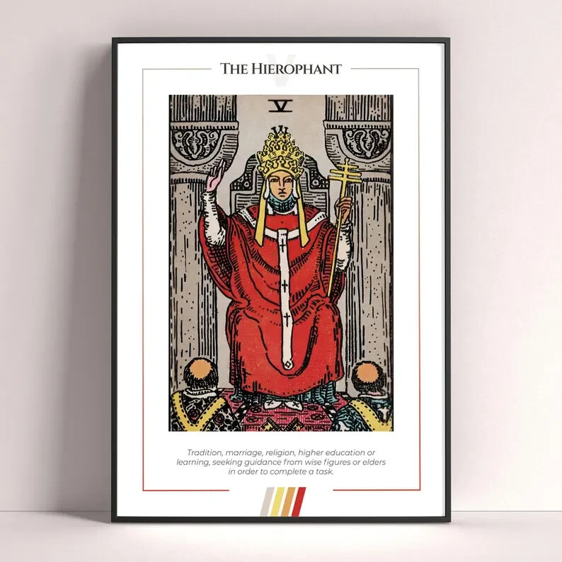 The Hierophant Tarot Card Poster, Tarot Art Print, Tarot Card Printable Poster