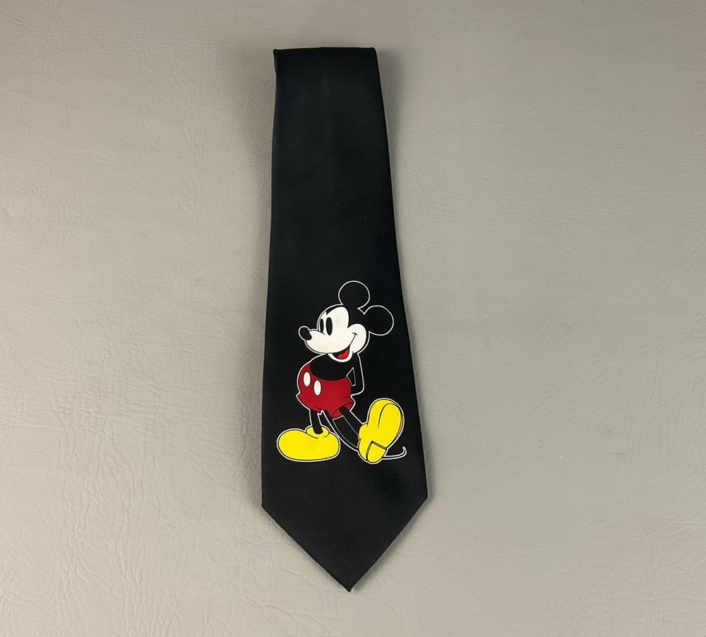 Disney Mickey Mouse Vintage Cartoon Novelty Black Necktie
