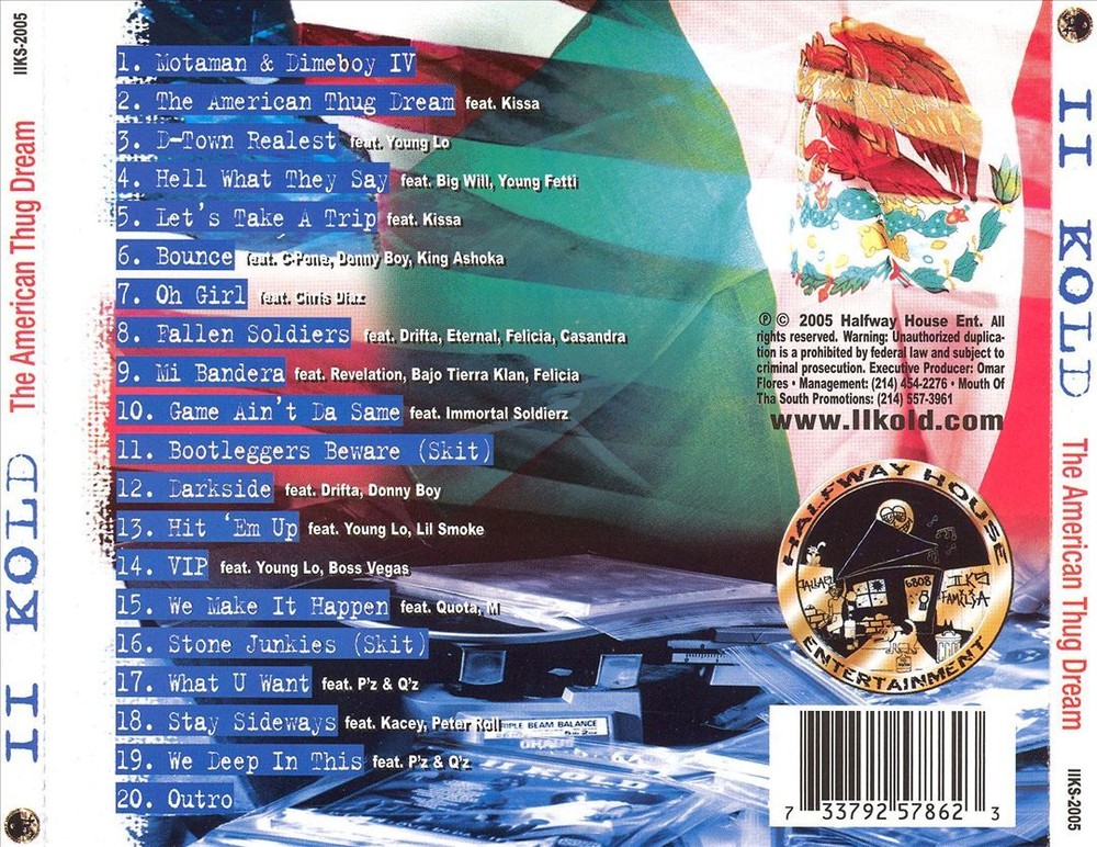 II KOLD SYNDICATE AMERICAN THUG DREAM NEW CD