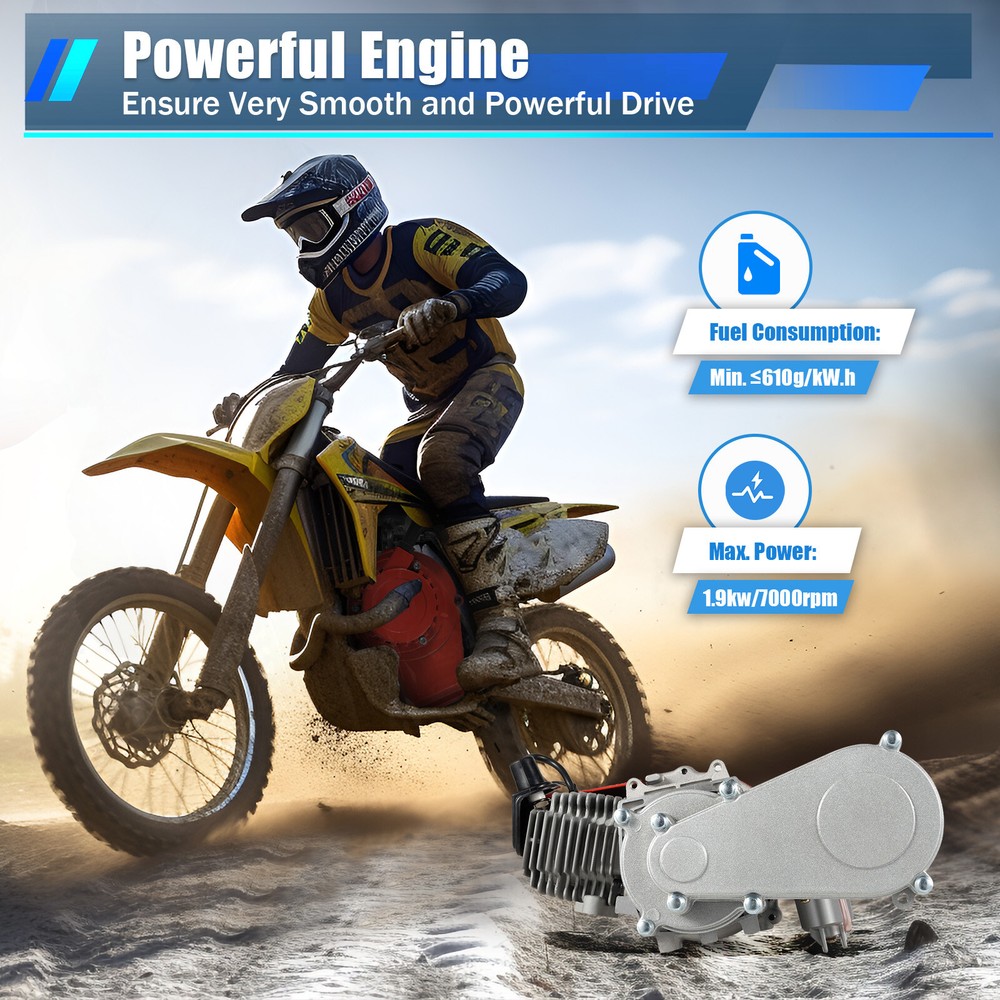 49cc 2-Stroke Pull Start Engine Motor Complete Kit for Pocket Mini Dirt Bike ATV