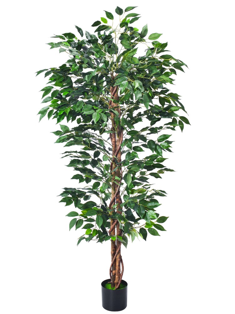 5FT Artificial Ficus Tree with Sturdy Plastic Pot, Faux Silk Plant for Home Decor