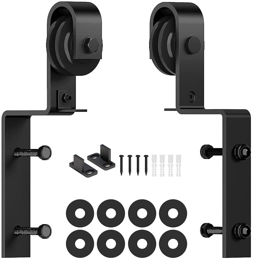 Heavy Duty Sliding Barn Door Hardware Single Track Bypass Double Door Kits Ro...