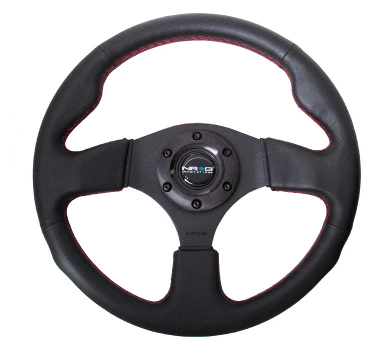NRG Steering Wheel 320mm Race / Sport Type-R Black Leather Red Stitch